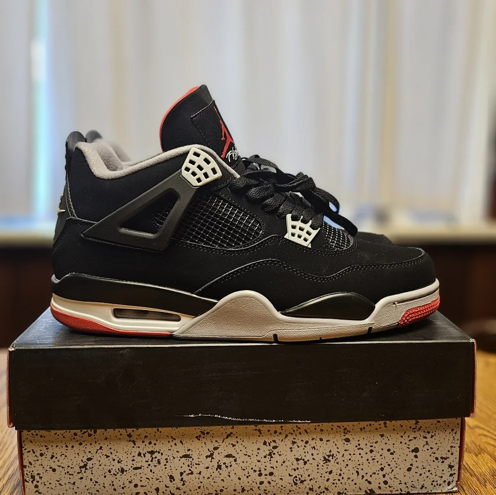 New Jordan Retro Bred 4 Men's Size 13 Shoes - Picture 2 of 13